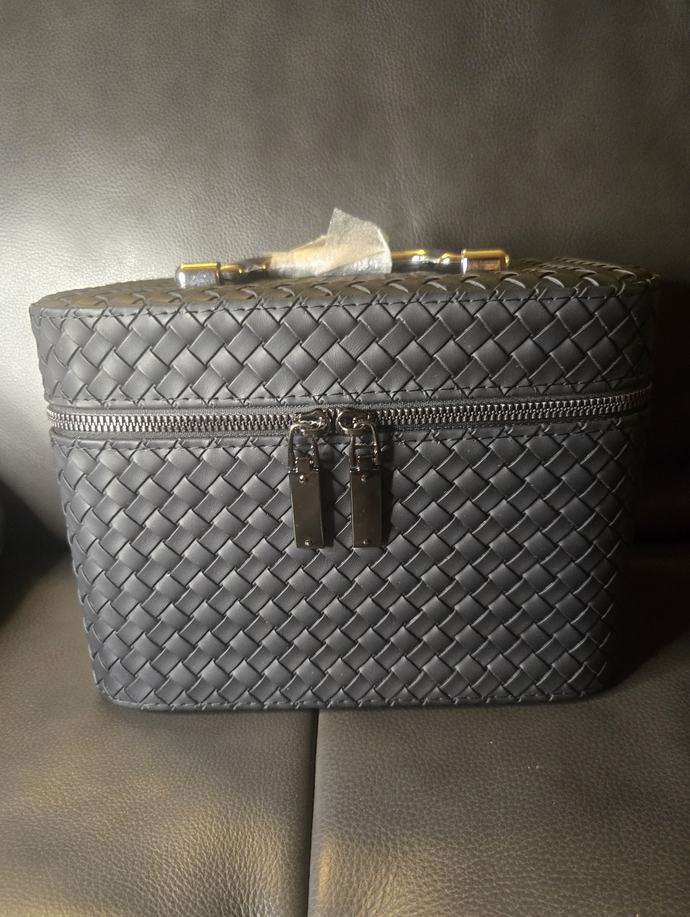 Black Woven Travel Vanity Case - Unbranded
